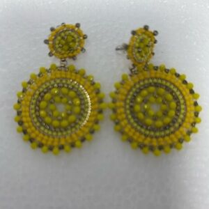 Yellow Beaded Earrings